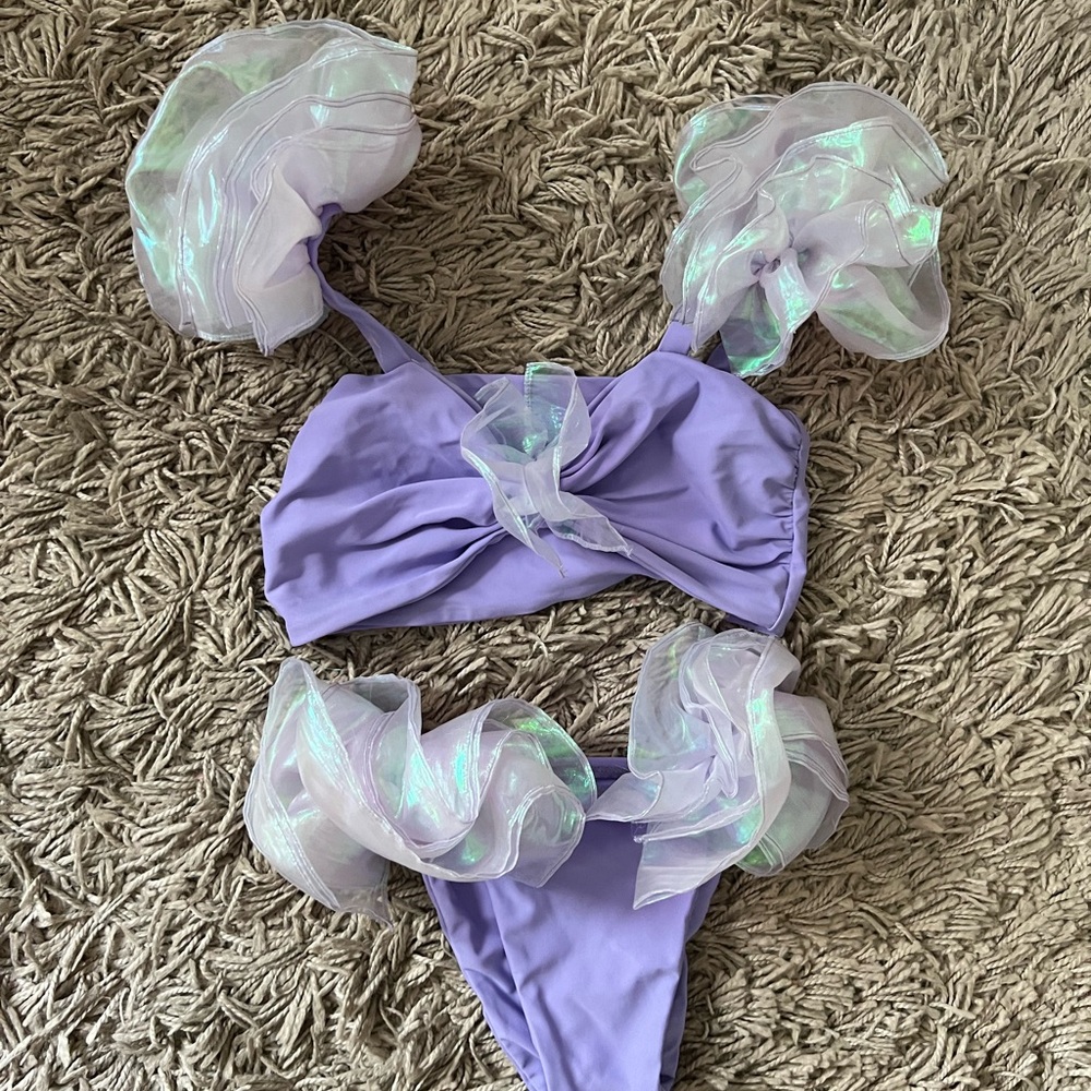 Alpine Butterfly Lavender Bikini with Iridescent Ruffles